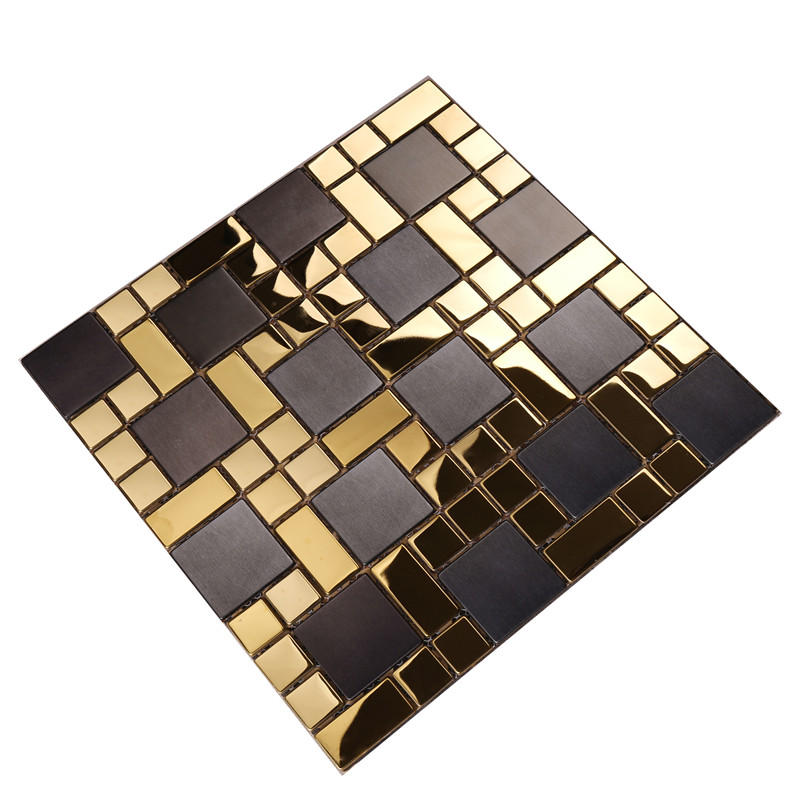 HSW18138 Cruth Cearnóige Black Mosaic Tíleanna Mosaic