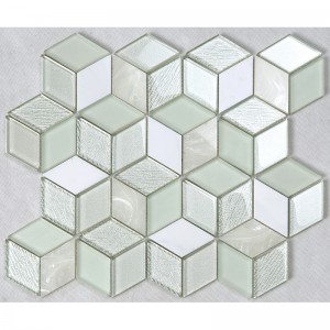 Gloine Éifeachtach Crystal Gloine Heicseagán Gloine Cistine Mósáic Bán Backsplash Ballaí Maisiúchán Countertop Tíleanna